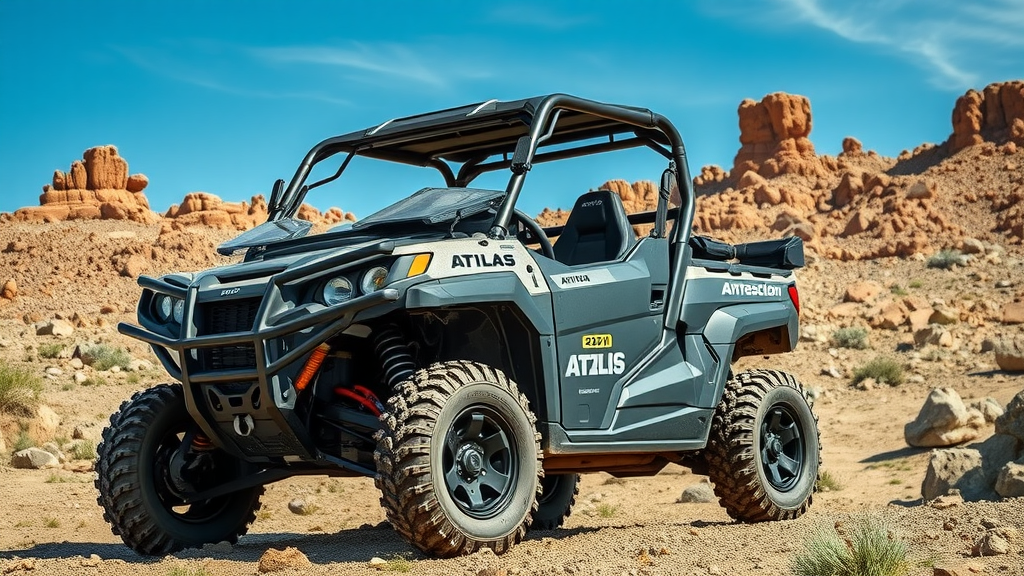 modern UTV showing key safety features on rugged terrain under blue sky utility terrain vehicles