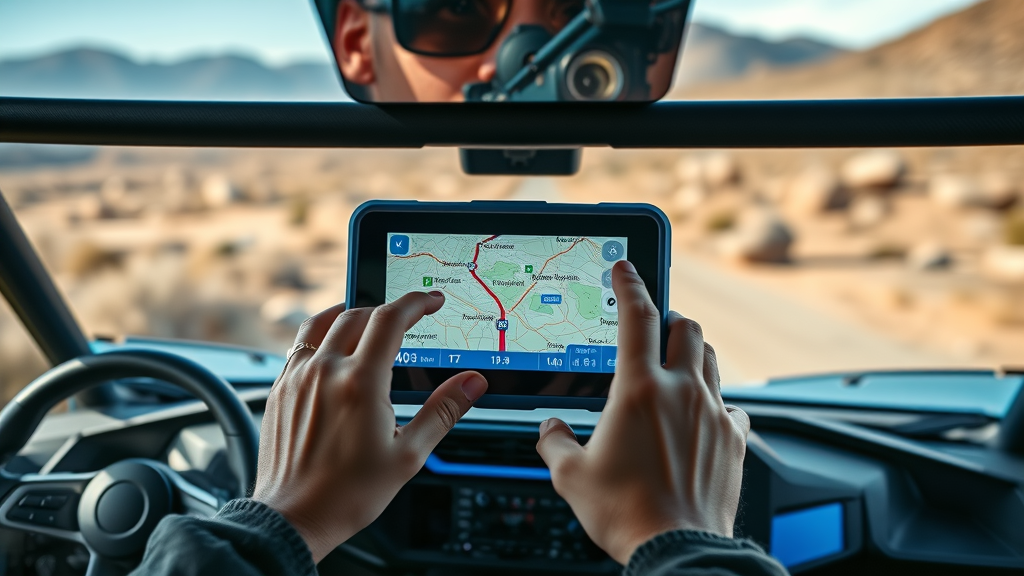 gps unit for atv and utv terrain navigation cutting-edge device with off-road map on dashboard