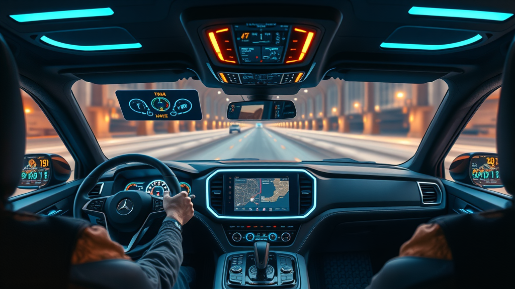 road innovations: Modern off-road dashboard displaying navigation and communication interface