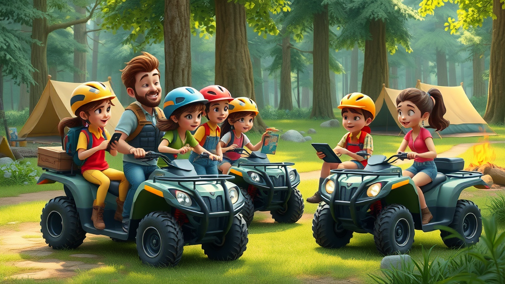 points of interest group ride waypoint atv riders campsite navigation devices animated cartoon