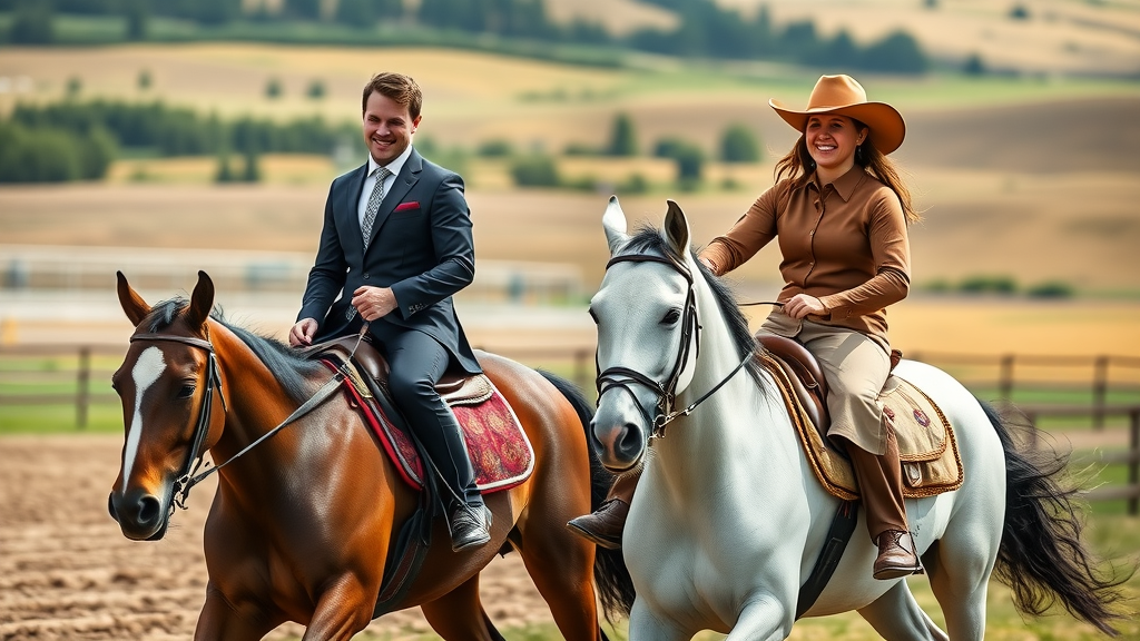 horseback riding styles global map, diverse riders and horses on continents, natural landscapes, country flags, vibrant colors