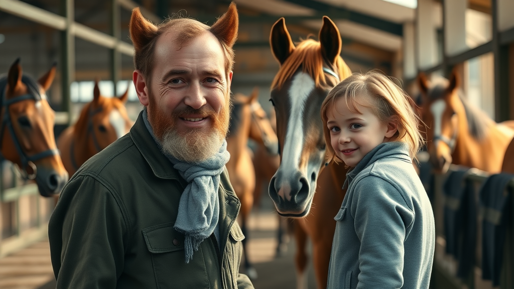 friendly stable hand assisting a young rider choose a gentle horse for trail ride, back riding tips